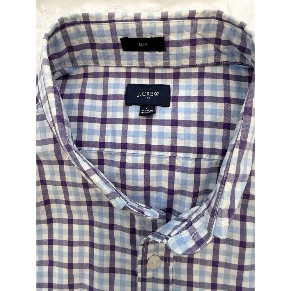 J. Crew Men’s Long Sleeve Cotton Plaid Shirt, XL, Slim, GUC